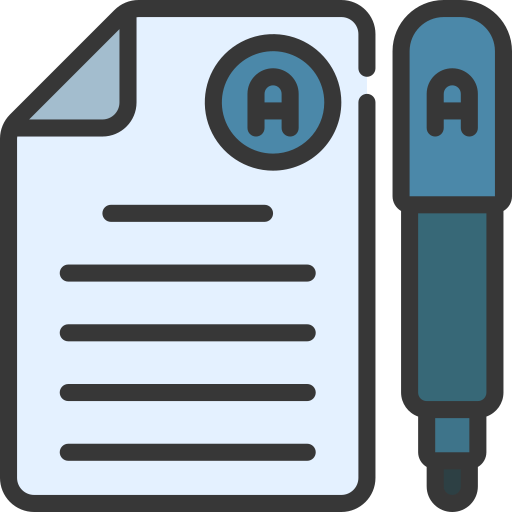 Document icon with text and marker beside it for real estate service